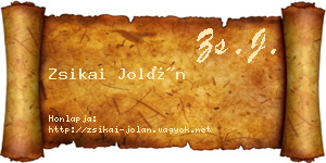 Zsikai Jolán névjegykártya