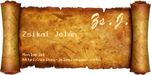Zsikai Jolán névjegykártya